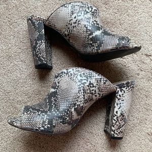 Snake Print Mule Heels
